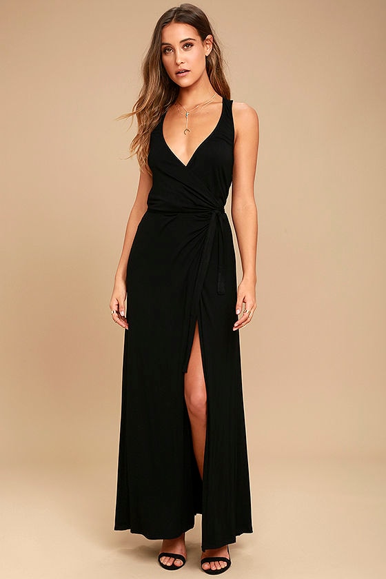 Lovely Black Maxi Dress - Sleeveless ...